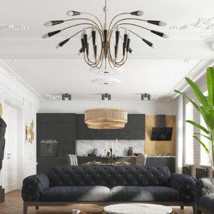 A modern apartment in Kiev with a stunning black decor