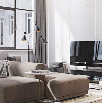 Modern apartment With Amazing Fireplace and Lighting Designs