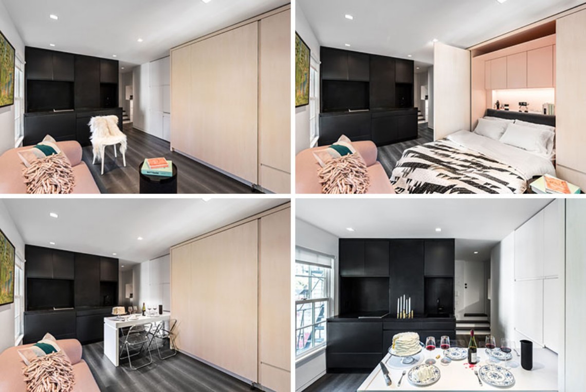 This Small Modern Apartment Has A Wall Of Hidden Uses (6)